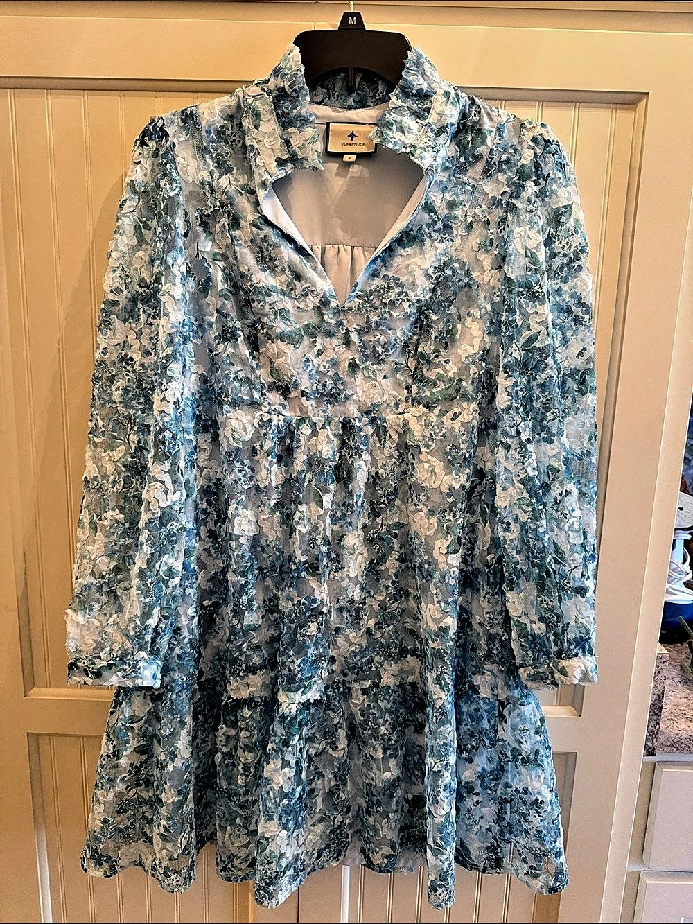Tuckernuck Floral Mini Dress in Blue & White Size Small Like New